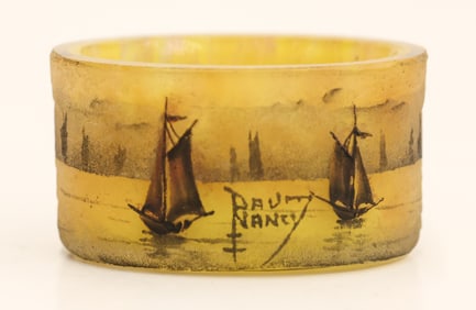 Daum Nancy Miniature Sailboats Cameo Glass Salt