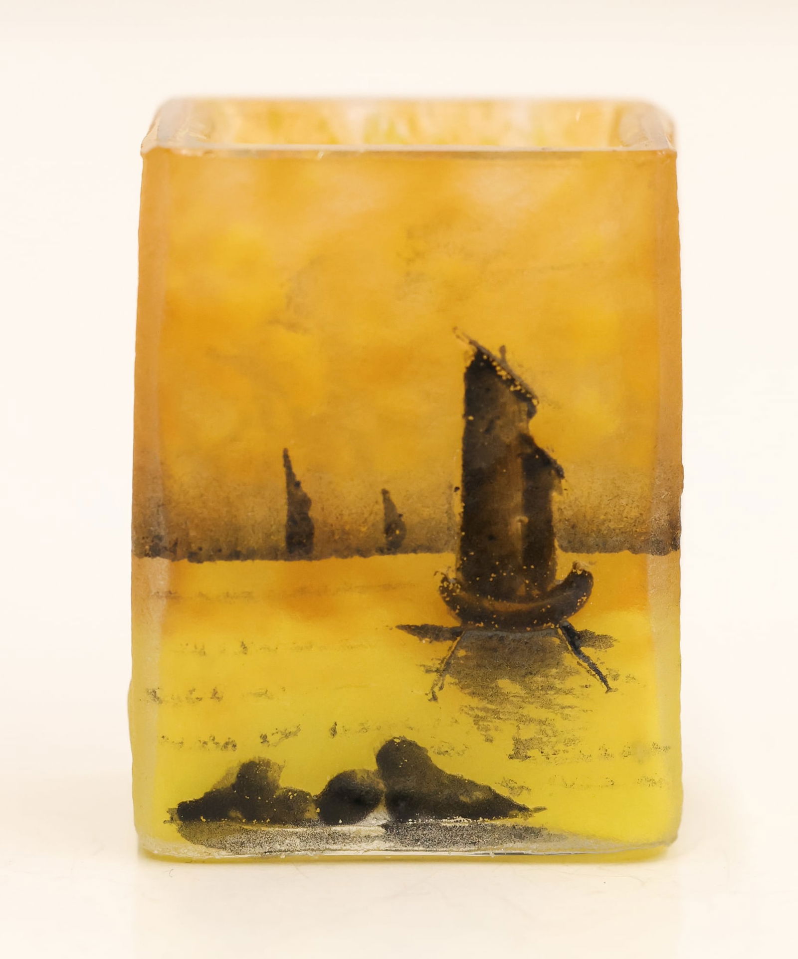 Daum Nancy Miniature Venetian Sailboats Square Vas (1 of 5)