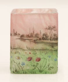 Daum Nancy Miniature Garden Lake Scene Square Vase