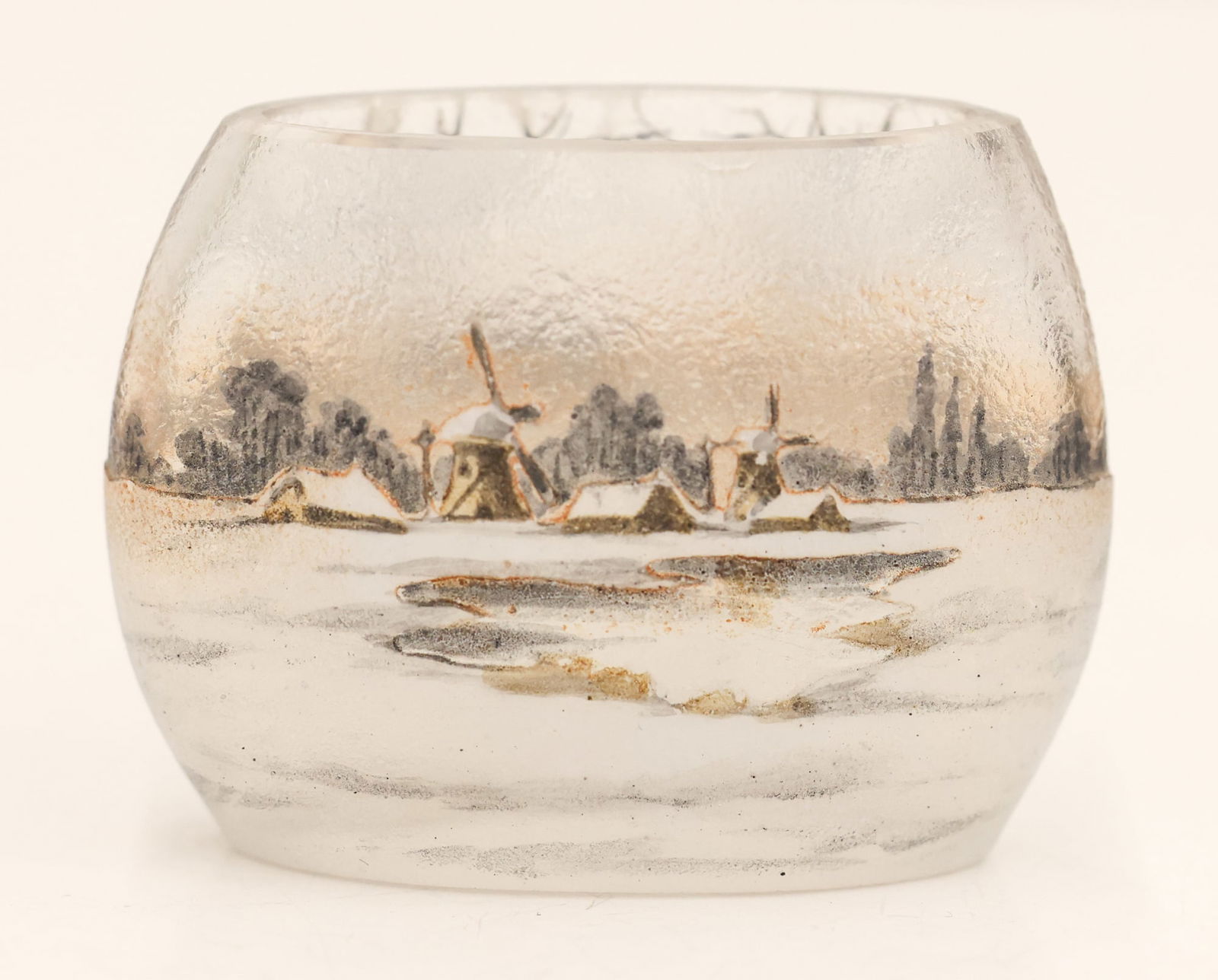 Daum Nancy Miniature Dutch Winter Scene Pillow Vase (1 of 3)