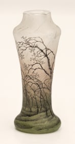 Daum Nancy Miniature Rain Scene Glass Vase