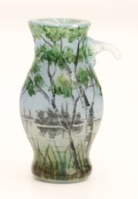 Daum Nancy Miniature Lake Scene Glass Jug