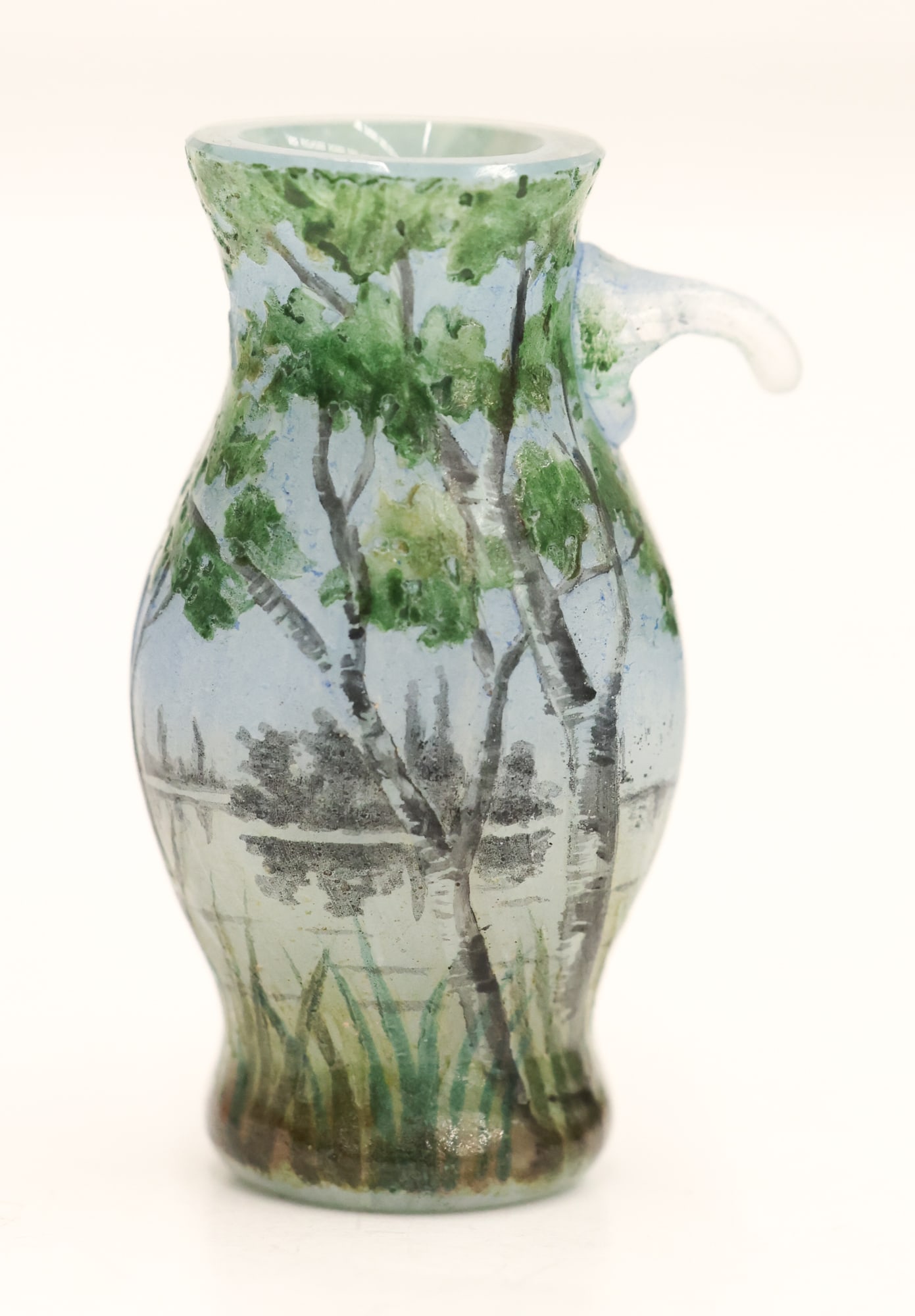 Daum Nancy Miniature Lake Scene Glass Jug (1 of 3)
