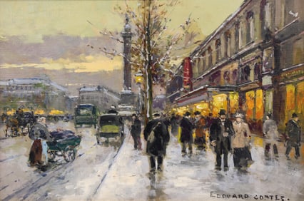 Edouard Leon Cortes ''Boulevard de la Bastille'' Oil