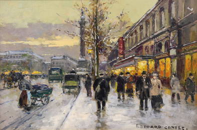 Edouard Leon Cortes ''Boulevard de la Bastille'' Oil