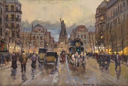 Robert de Chatelenne ''Place de la Republique'' Oil