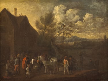 Adriaen Van de Velde Attr. 17th Cent. Dutch Scene Oil