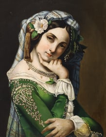 A. Gutierrez ''The White Flower'' (Portrait) Oil