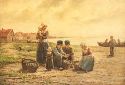 S. Ten Broeck ''Oyster Gatherers'' Oil