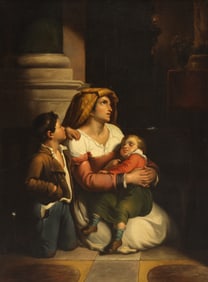 Giuseppe Mazzolini ''Mother and Children'' Oil