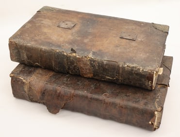 2pc Italian 18th Century Leatherbound Antiphonals
