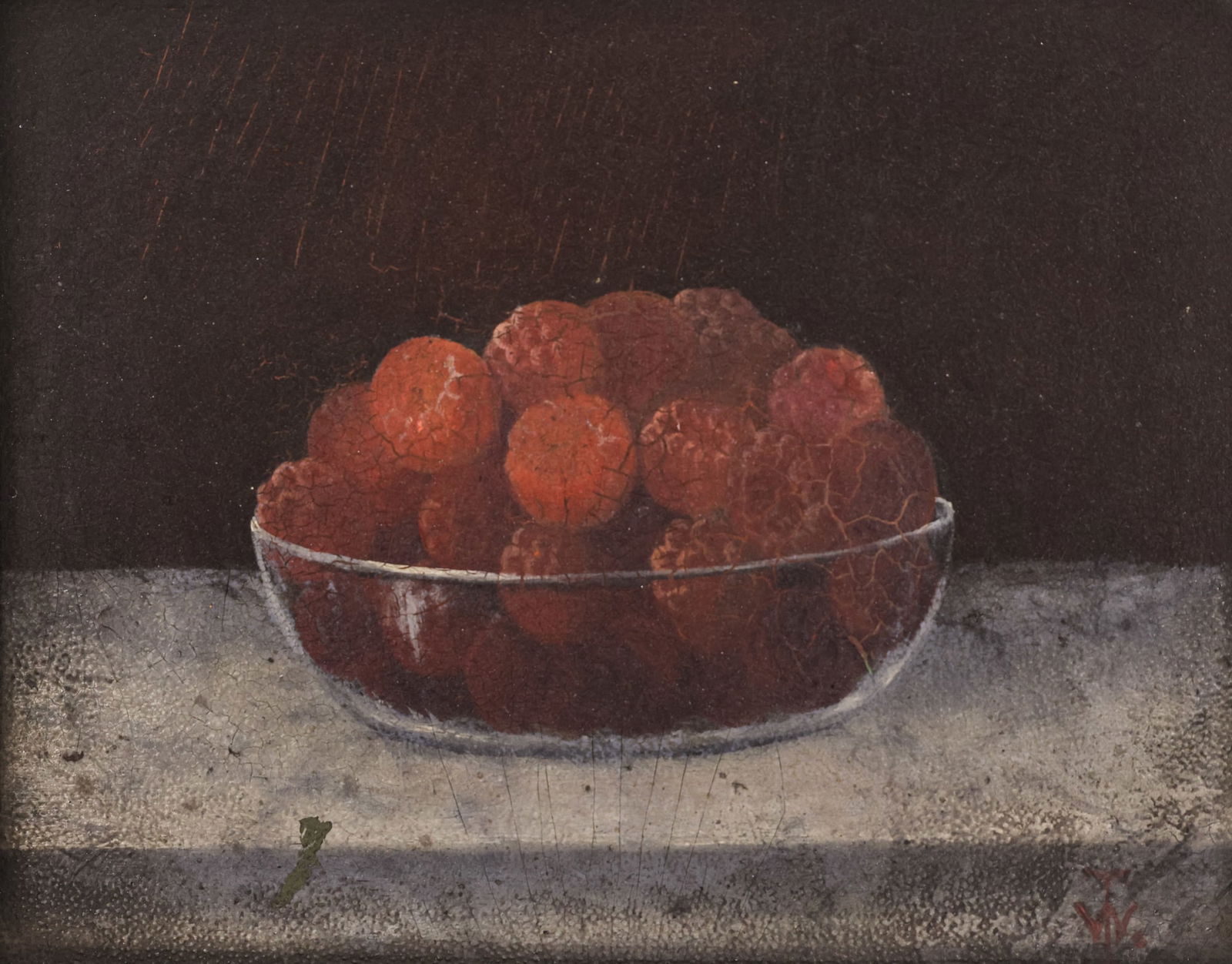 American School 19th Cent. Bowl of Raspberries Oil (1 of 4)
