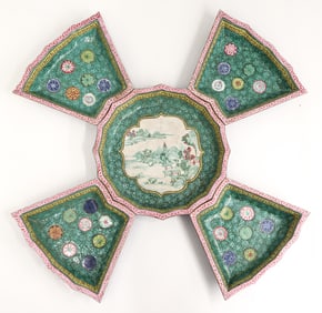 5pc Old Chinese Yixing Enameled Sweet Meat Set