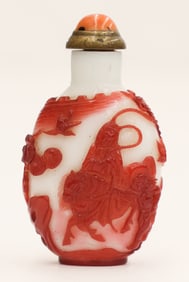 Chinese 18th Cent. Peking Overlay Glass Snuff Bottle