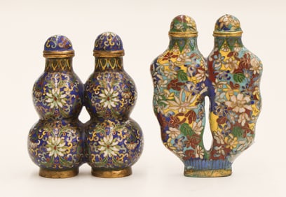 2pc Chinese Cloisonne Double Snuff Bottles