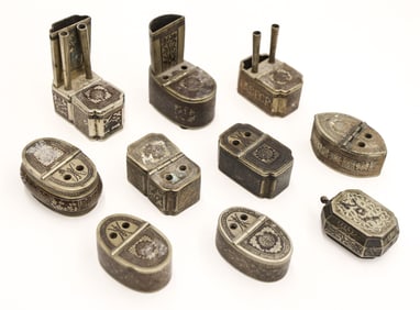 10pc Chinese Qing Baitong Paktong Inkwells