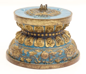 Old Chinese Enameled Gilt Copper Censer Stand