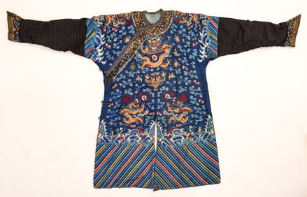 Chinese Silk Embroidered Imperial Dragon Robe