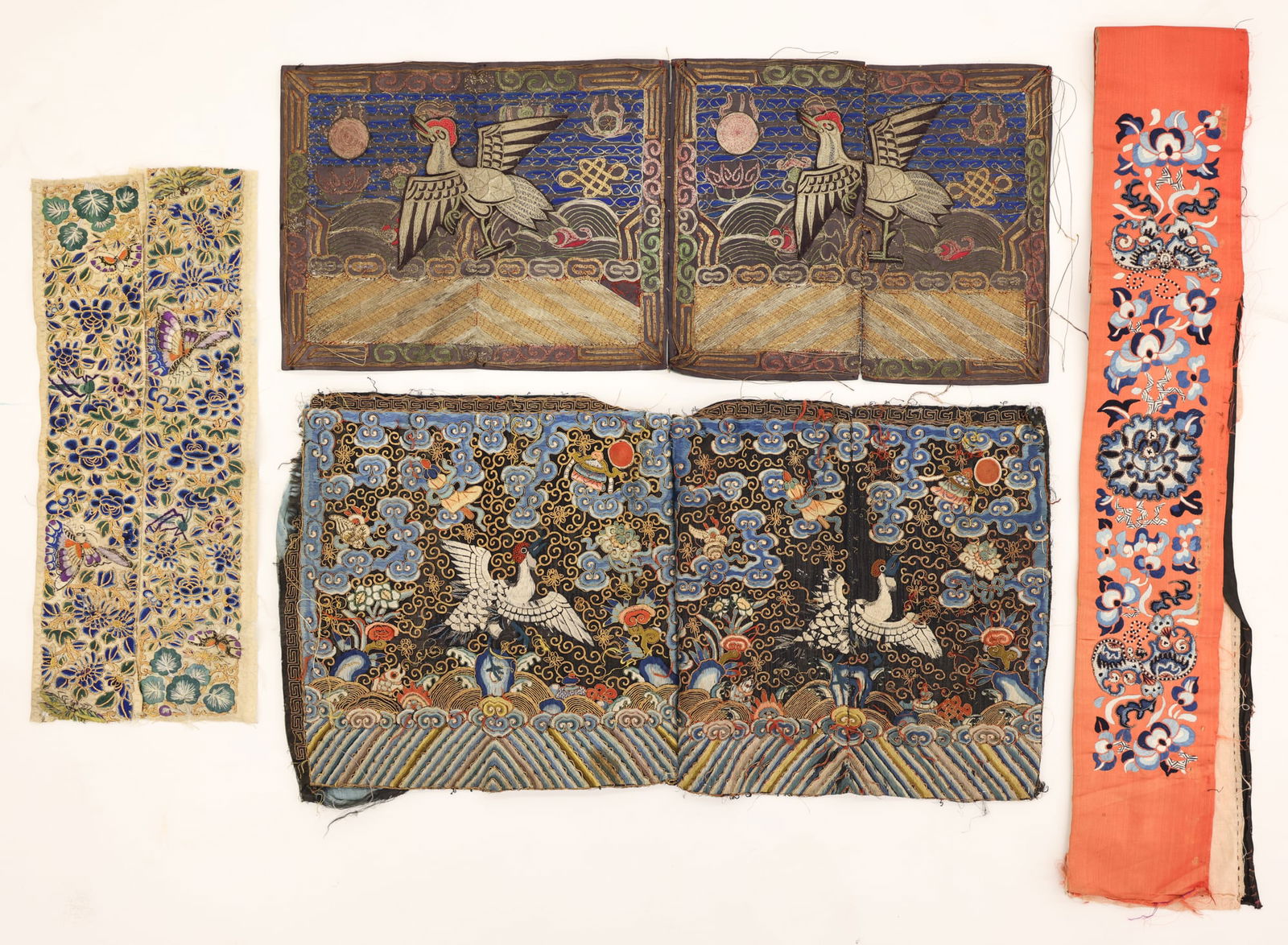 4pc Old Chinese Silk and Gold Thread Embroidery (1 of 2)