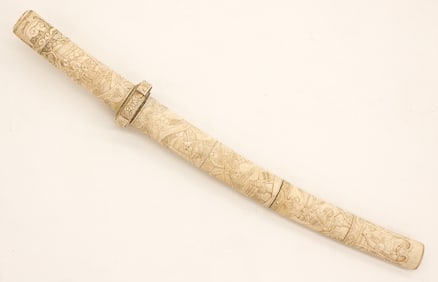 Meiji Japanese Bone Wakizashi Short Sword