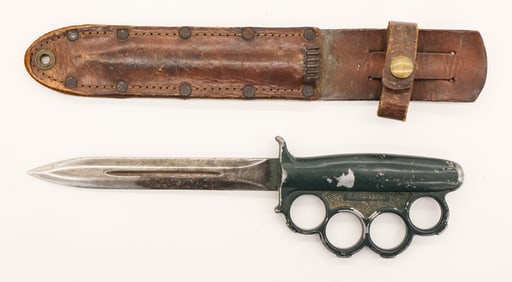 WWII US Everitt Knuckle Trench Knife with Sheath
