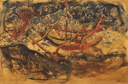 Kusama Affandi ''Kusamba Boat'' 1978 Large Oil