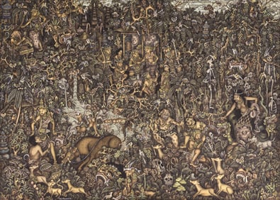 Dewa Nyoman Purwa ''Batuan, Bali'' Ink with Colors