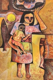 Roger San Miguel ''Mother and Child with Fish'' 1969 Oil