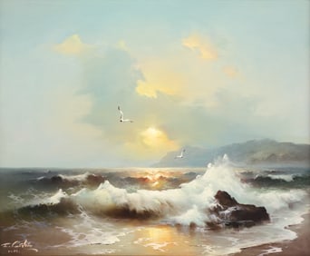 Eugene Garin ''Sunset Beach'' Oil