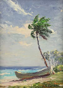 Albert Ernest Backus ''Boat and Palm Tree'' Oil
