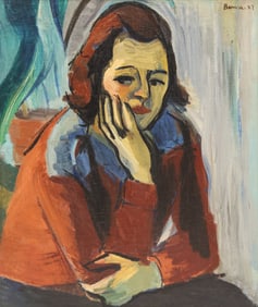 Ben Benn ''Girl in Red Sweater'' 1937 Oil