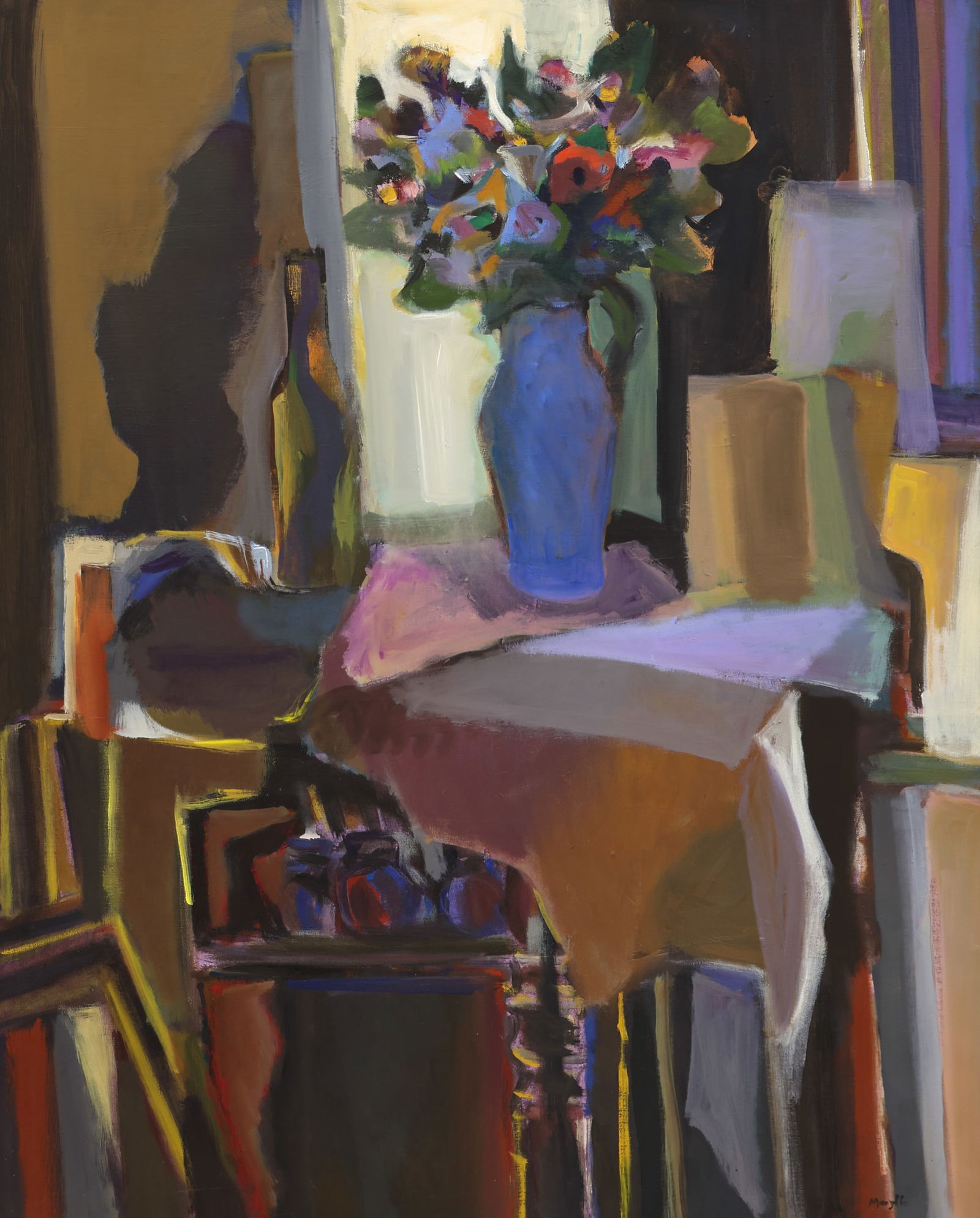 Jean Marzelle ''Bouquet Still Life'' Oil: Jean Marzelle (1916-2005 French) ''Bouquet Still Life'' Oil on Canvas 36.5''x29'' Image. Signed l.r. Gilt gallery framing 41''x34''. Excellent condition.