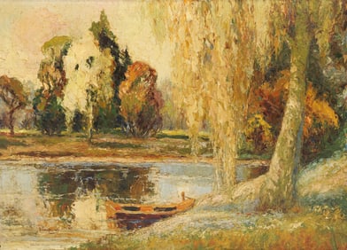 Vasily Tranquillitsky ''Lake Scene'' Oil