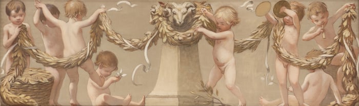 Gustave de Beaumont ''Playful Putti'' 1902 Oil