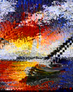 Alexandre Renoir ''Sunset Sail'' Oil on Canvas: Alexandre Renoir (b. 1974 French-Canadian) ''Sunset Sail'' Oil on Canvas 7.5''x9.25'' Image 18''x20'' Framed. Signed lower right corner. Not examined outside of framing. Artist is the great-grandson o