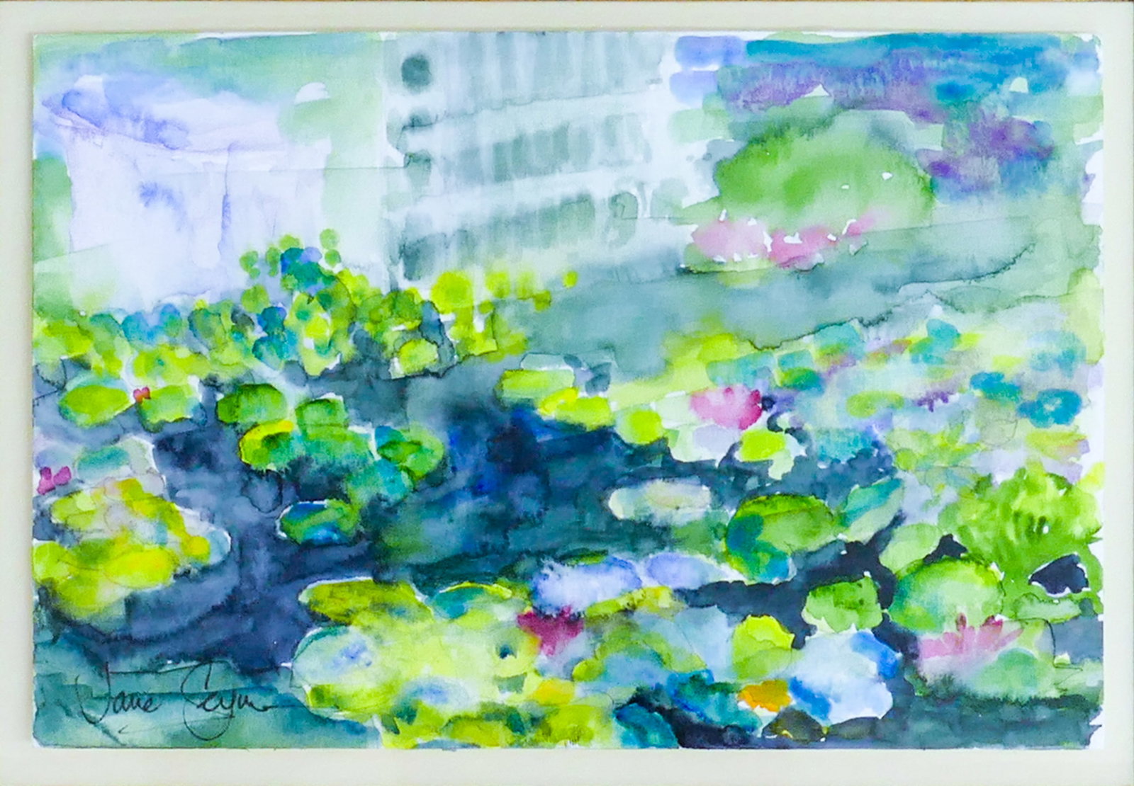 Jane Seymour ''Lily Pad'' Watercolor on Paper (1 of 2)