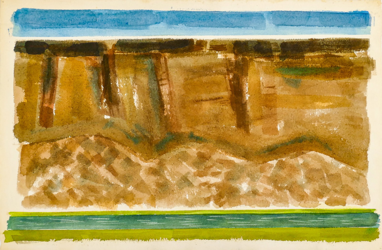 Byron Gardner ''River Canyon'' 1978 Watercolor on Paper (1 of 2)