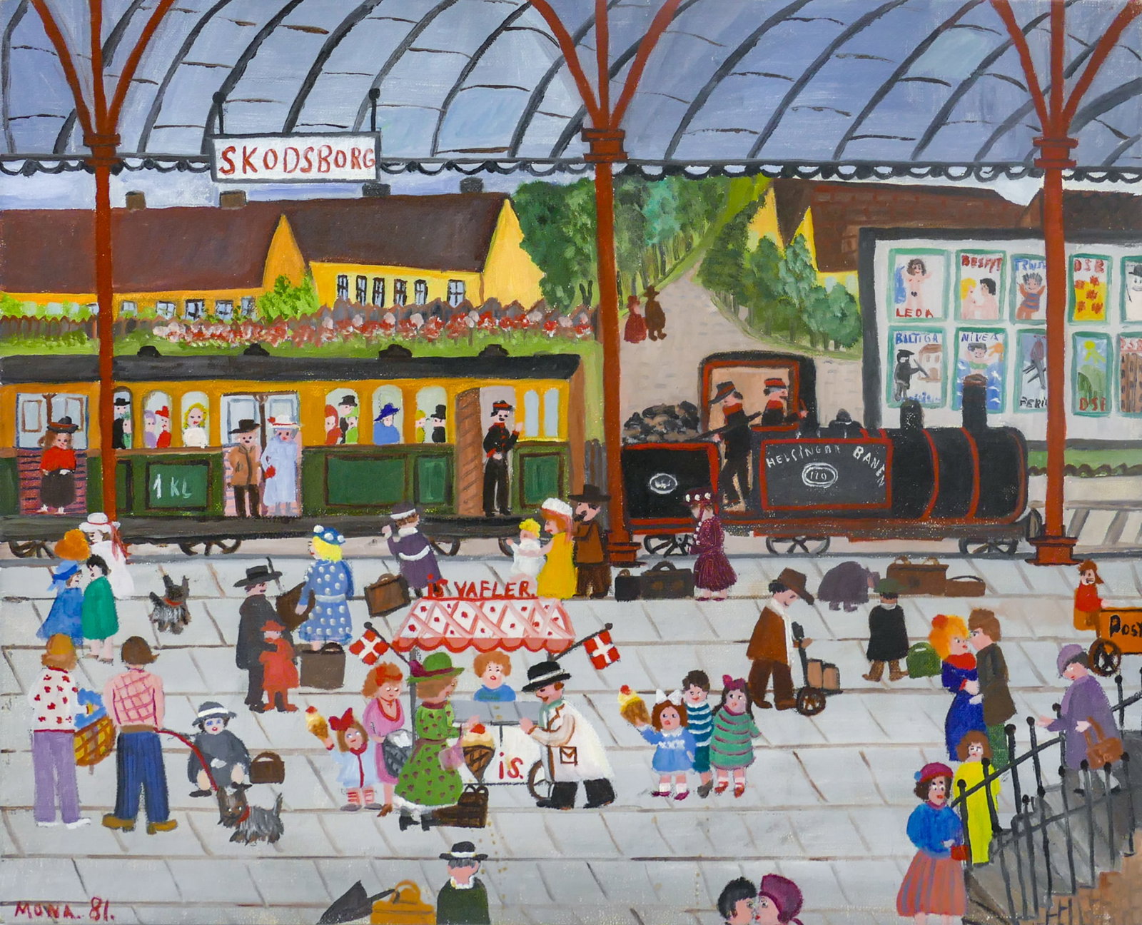 Mona Brostrom ''The Train Station Platform'' 1981 Oil on Canvas (1 of 2)