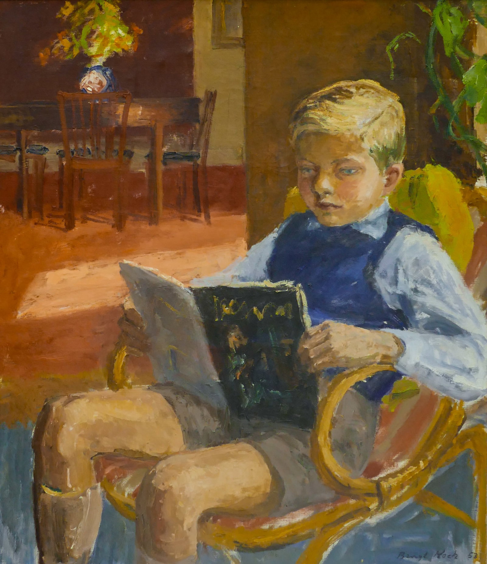Bengt Koch ''Child with Book'' 1953 Oil on Canvas (1 of 2)