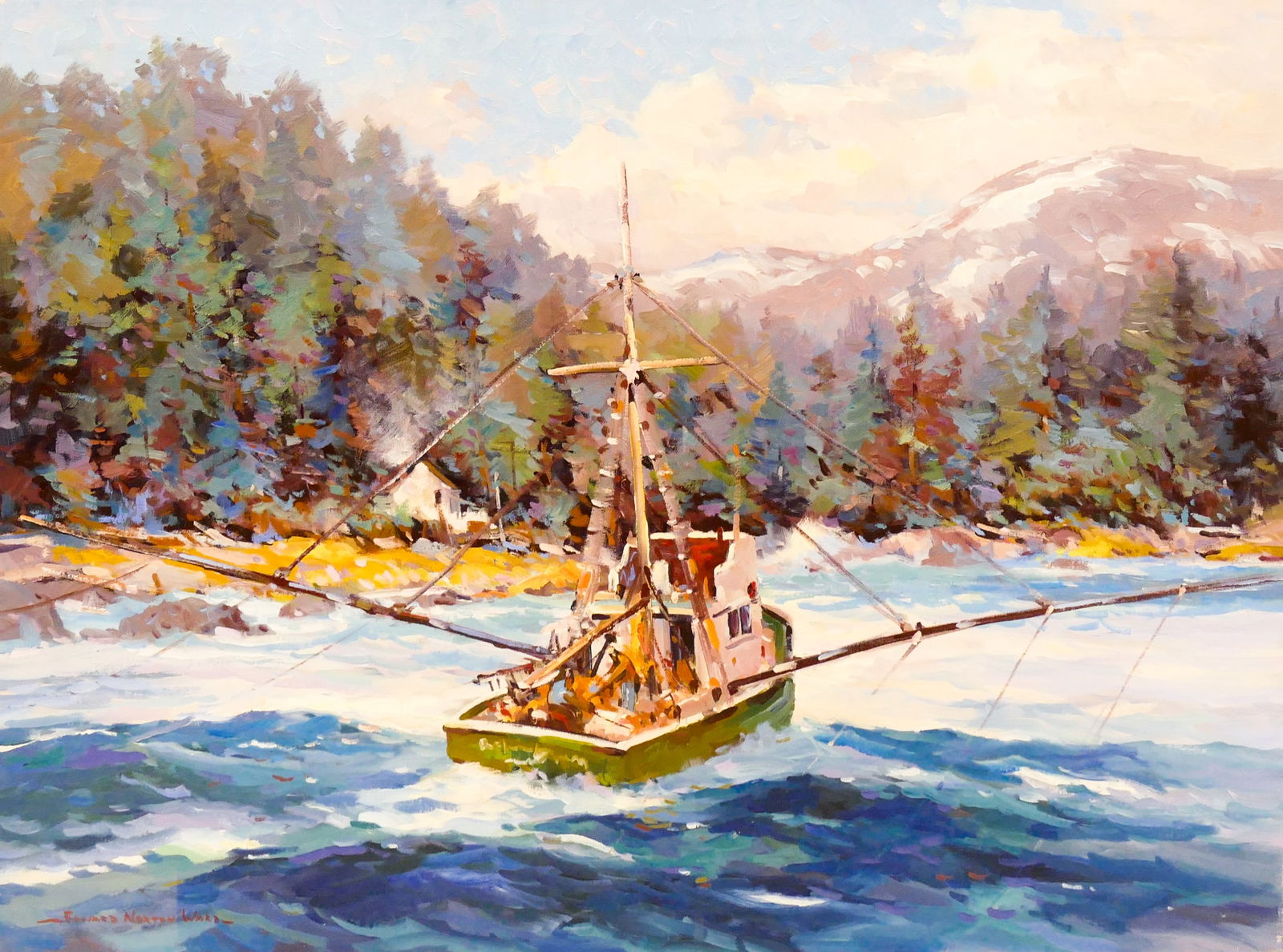 Edward Norton Ward "Trawler" Oil on Canvas (1 of 2)