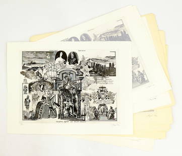 13pc Popov "Conception Arguello and Nicolai Rezanov" 1992 Etchings on Paper: 13pc Popov (Russian 20th/21st Cent.) "Conception Arguello and Nicolai Rezanov" 1992 Etchings on Paper 22"x30" Sheet each. Pencil signed in lower right corner and numbered edition of 100. Excellent con