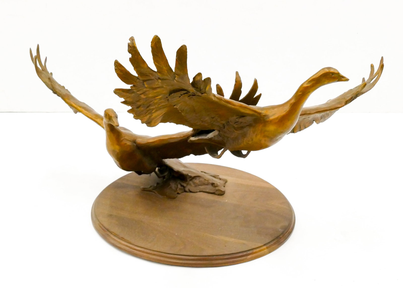 Sandy Scott "Geese Duo" 1986 Bronze on Wood Base (1 of 2)