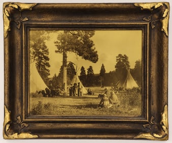 After Edward Curtis "Flathead Camp on the Jocko River" 1910 Orotone Photograph