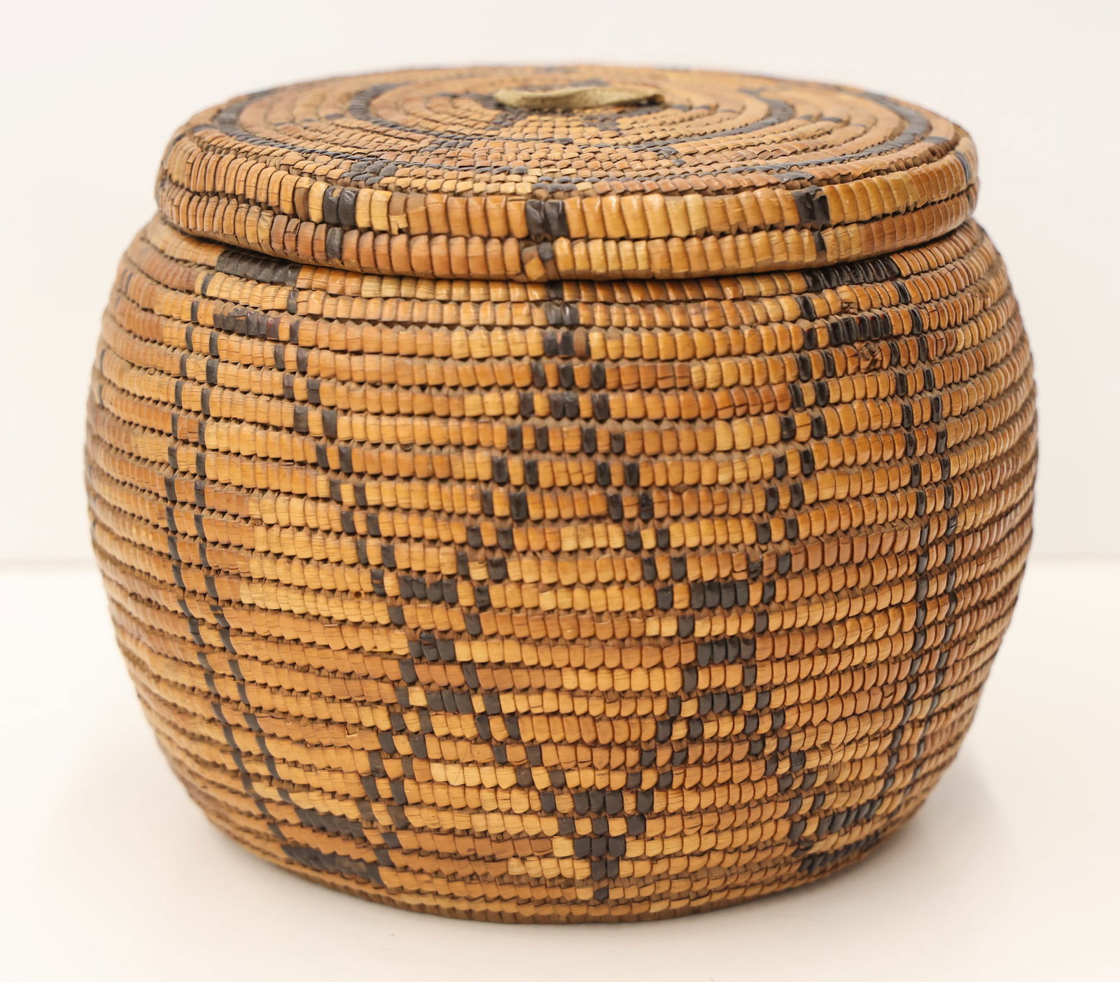 Antique Coast Salish Covered Indian Storage Basket (1 of 3)