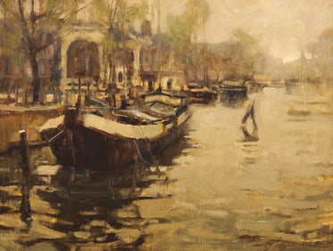 Michael J. Lynch "April, Amsterdam" 1993 Oil on Masonite