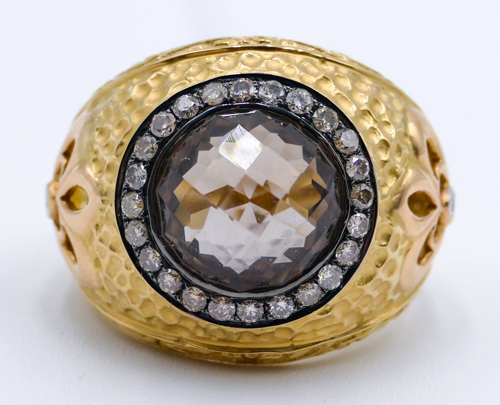 Neda Behnam 18k Smokey Topaz & Champagne Diamond Ring Size 10 - 14.5 Grams (1 of 2)