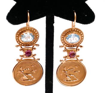 Tagliamonte 14k Blue Topaz Italian Drop Earrings 45mm - 8.7 Grams: Tagliamonte 14k Blue Topaz Italian Drop Earrings 45mm - 8.7 Grams�