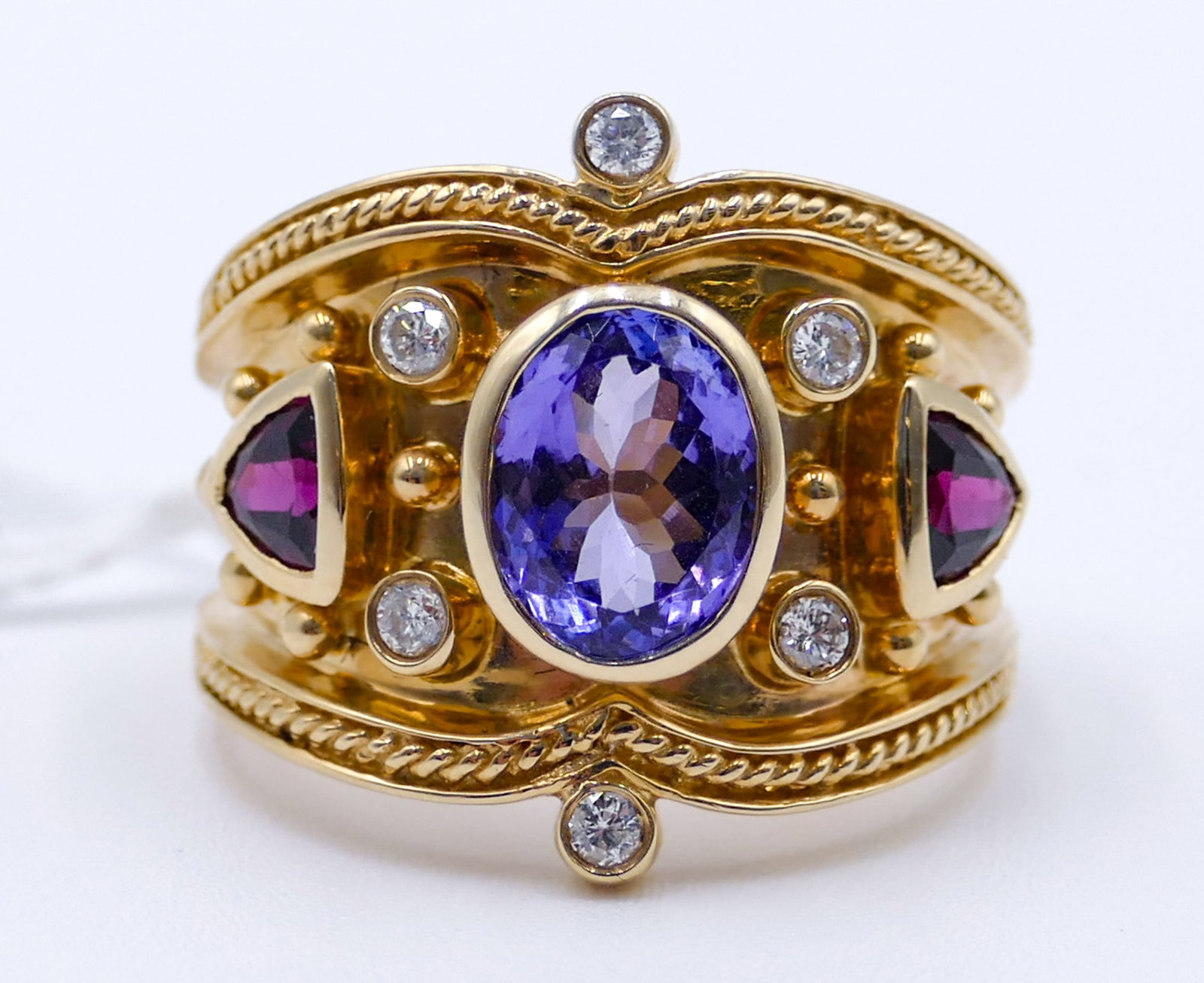 Ladies 14k Iolite, Tourmaline and Diamond Ring Size 10 - 16.8 Grams (1 of 2)