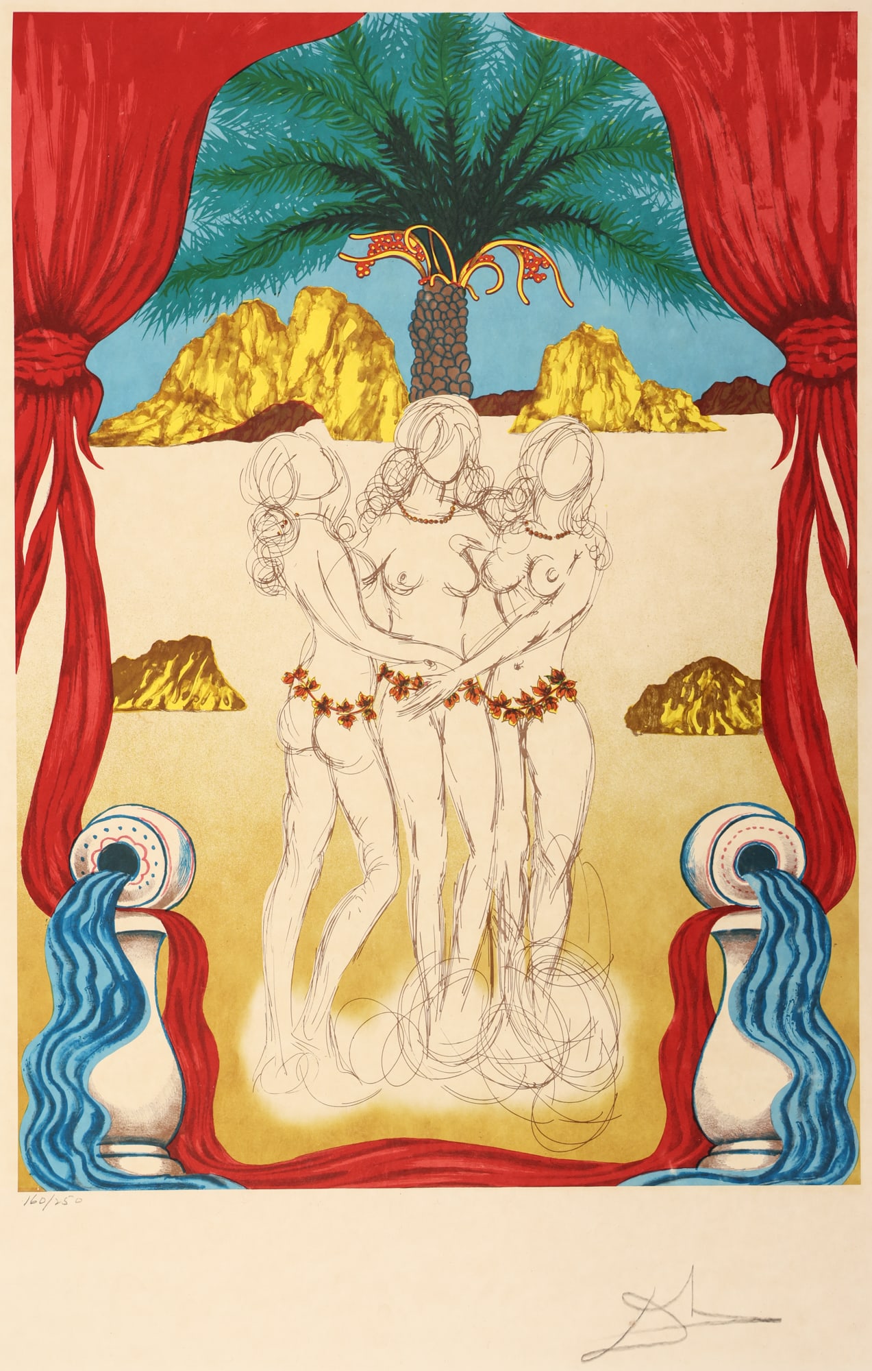 Salvador Dali "The Three Graces of Hawaii" 1979 Color Lithograph (1 of 3)