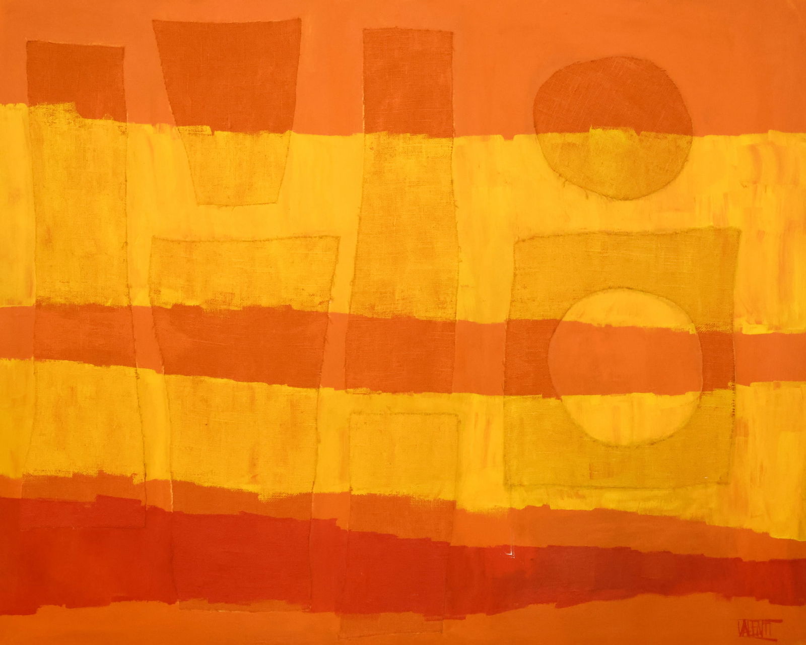 Italo Valenti "Untitled" (Orange and Yellow Forms) 1970's Oil and Collage (1 of 4)